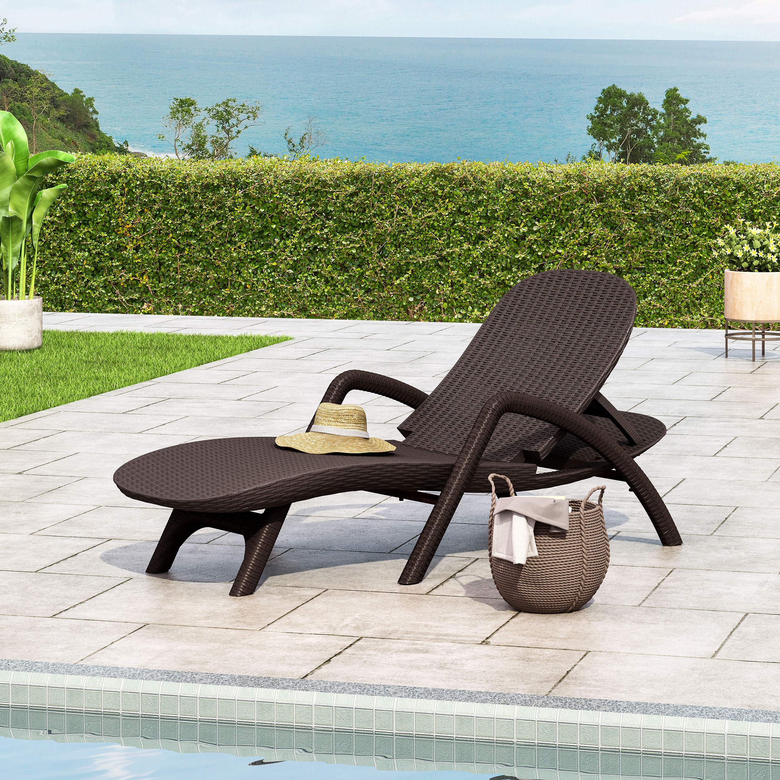 Outdoor Polypropylene Chaise Lounge Dark Brown