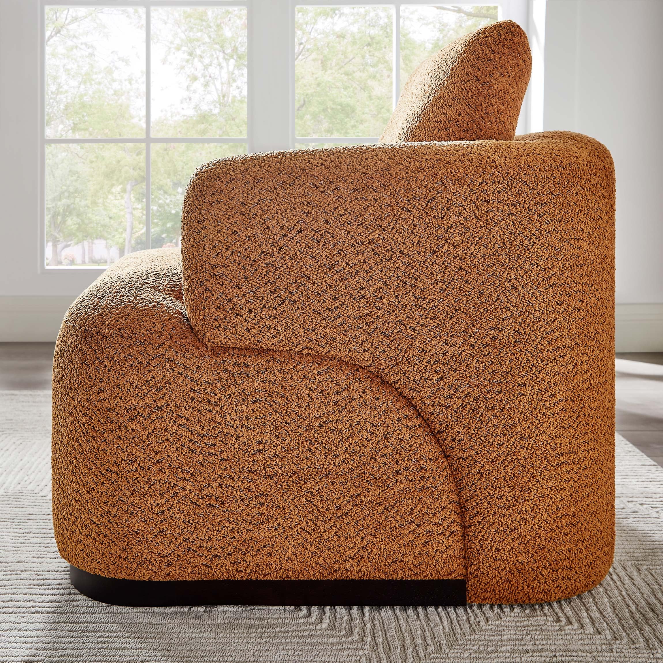 Oversized Boucle Accent Chair with Throw Pillow