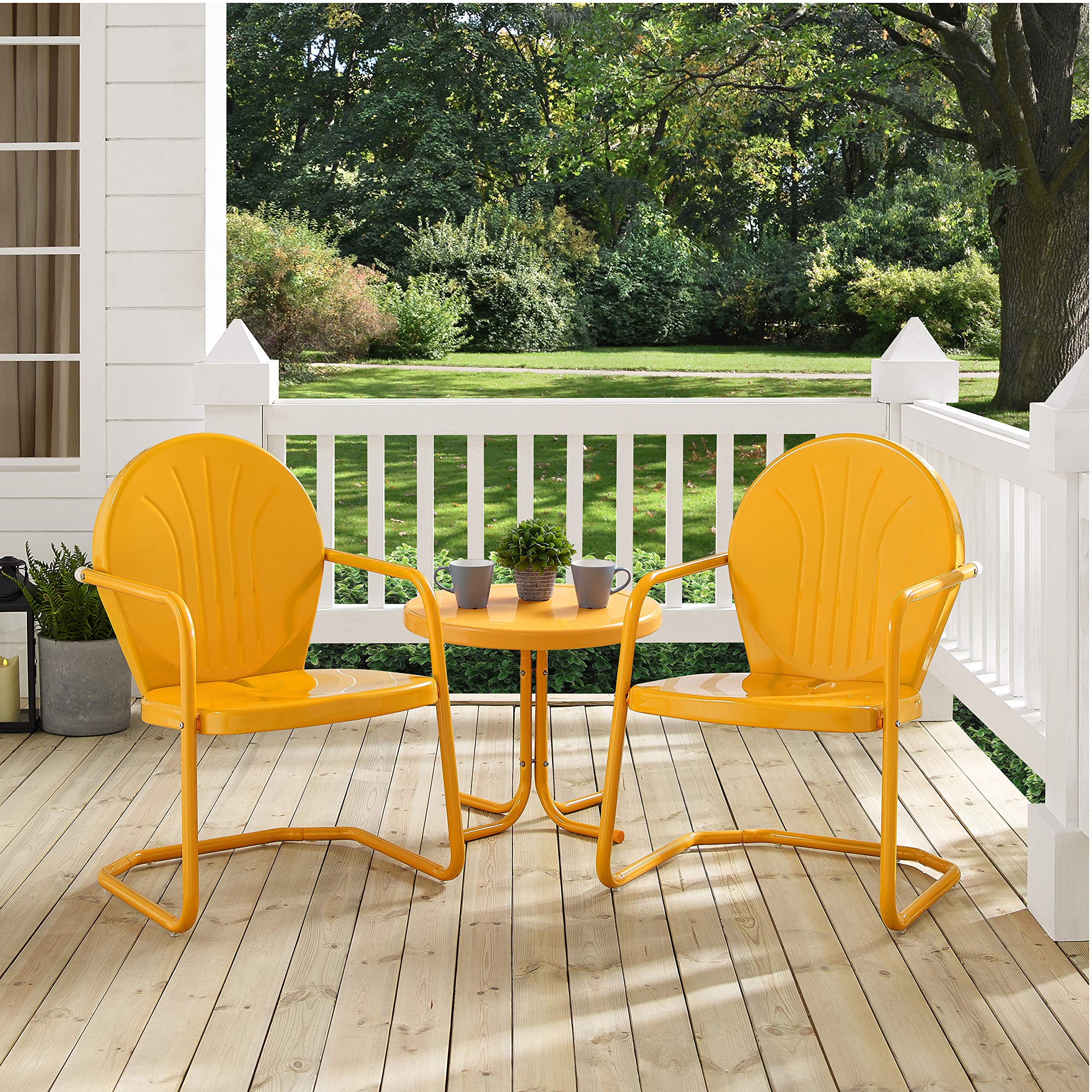 3-Piece Metal Outdoor Bistro Set with Chairs and Side Table