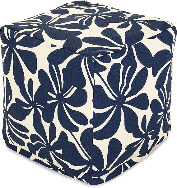 Plantation Indoor/Outdoor Bean Bag Ottoman Pouf Cube Navy