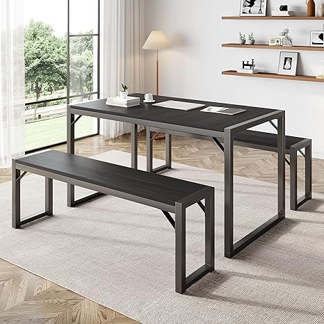 3-Piece Dining Table Set with Benches