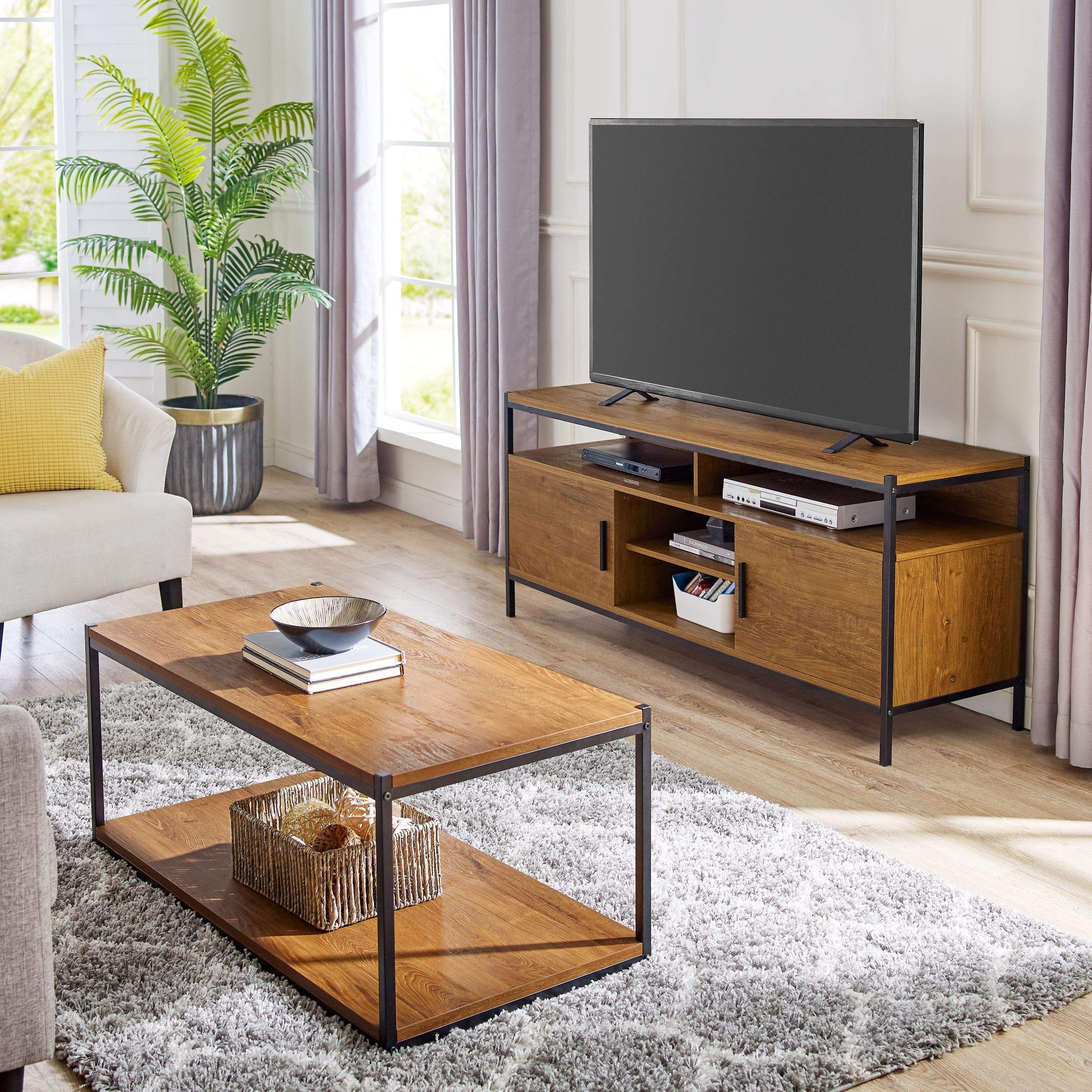 Wide Entertainment Center TV Media Stand with Storage