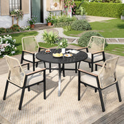 5-Piece Round Outdoor Dining Set with Wicker Chairs and 42" Table
