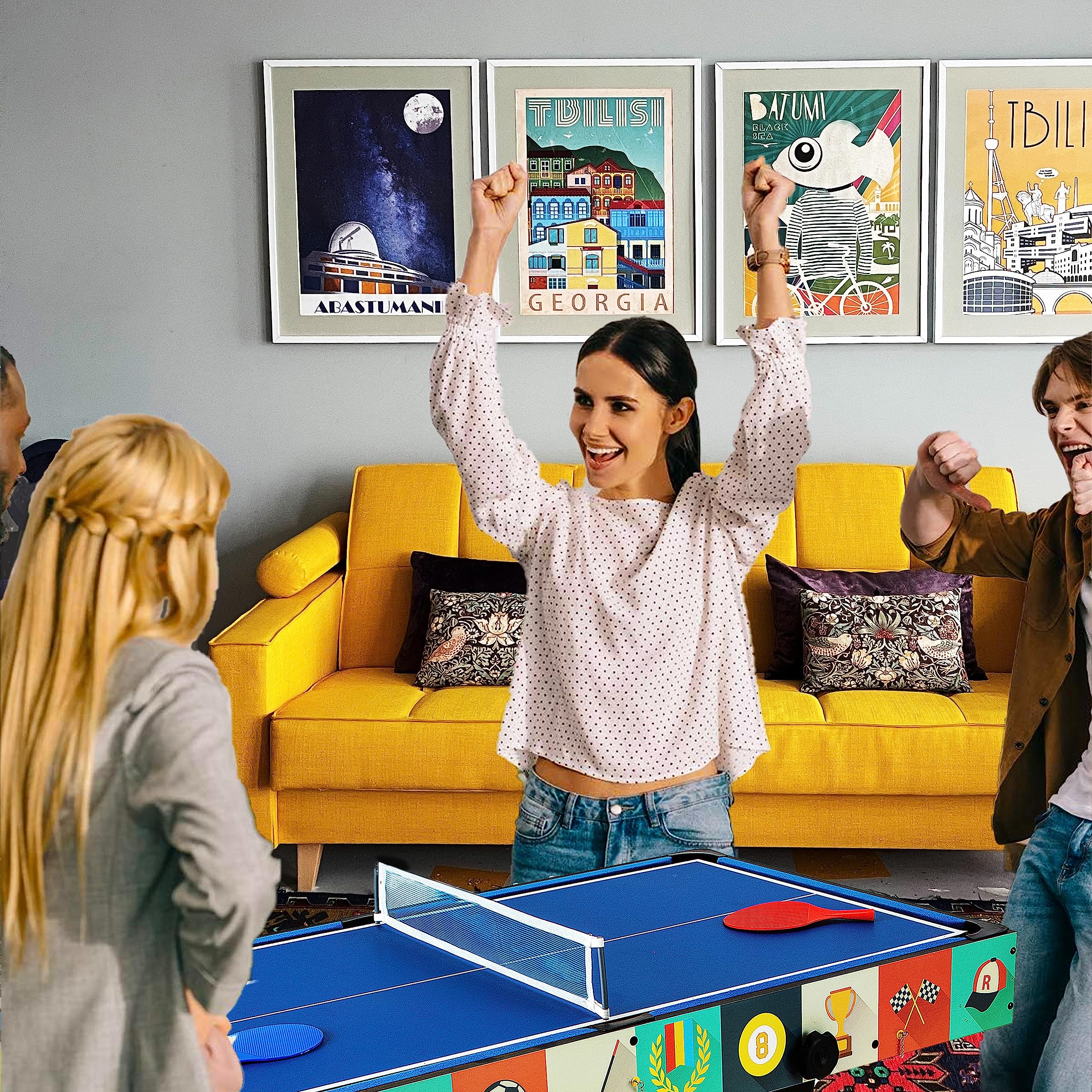 4-in-1 Multi Game Table with Foosball, Pool, Hockey, and Ping Pong