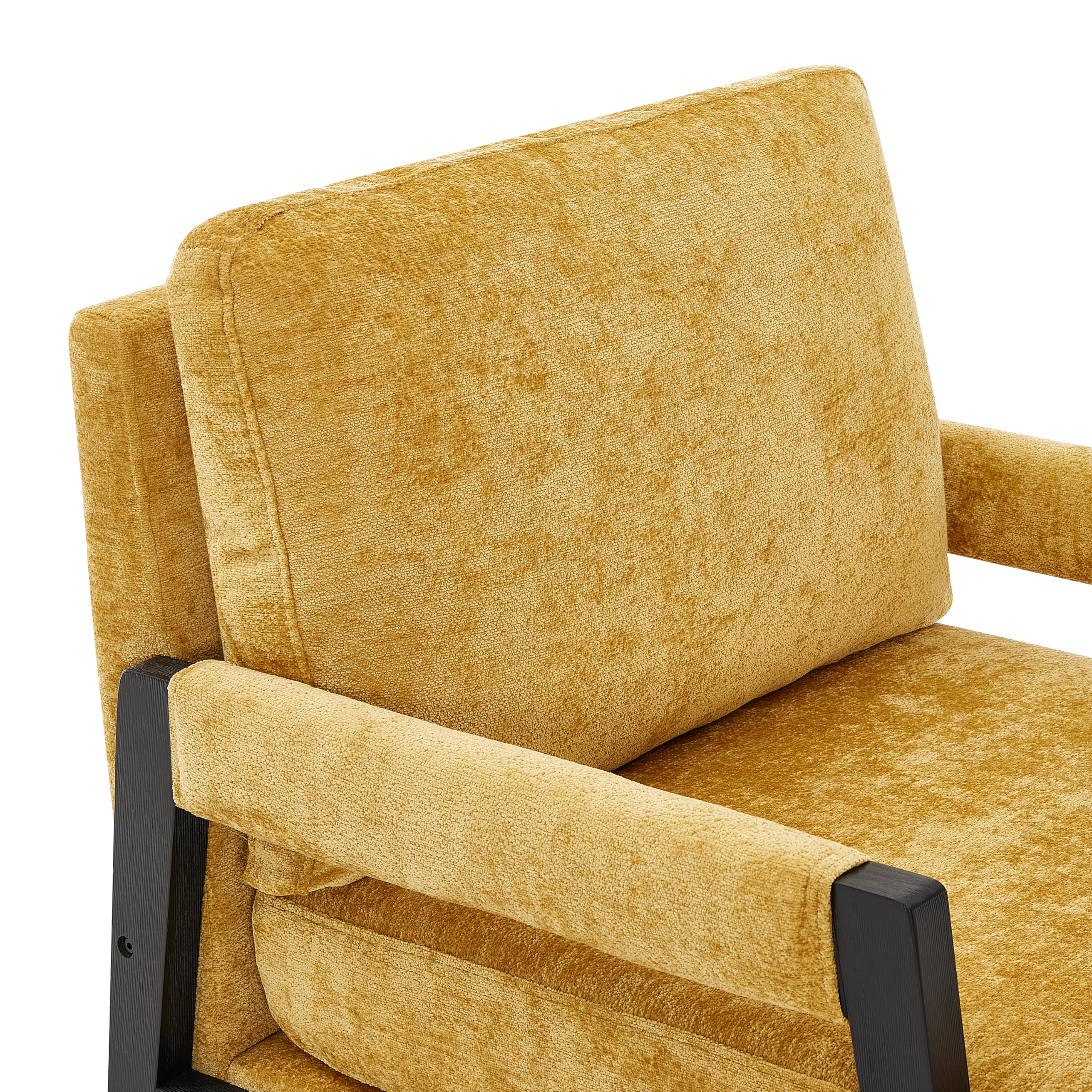 Mid-Century Modern Chenille Accent Armchair Yellow