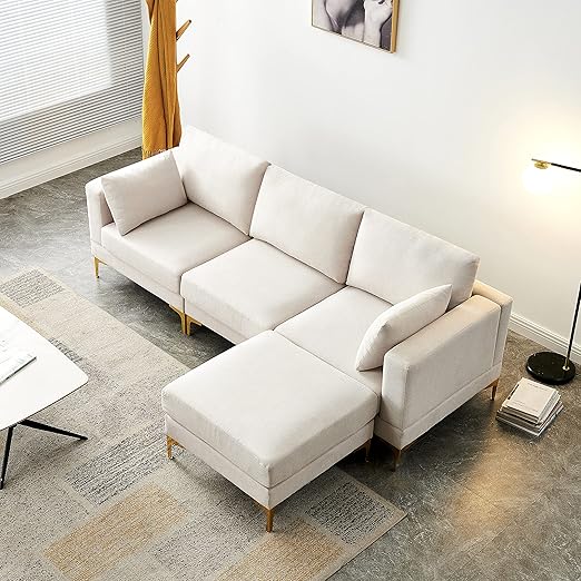 83" Velvet Sectional Sofa with Tufted Upholstery