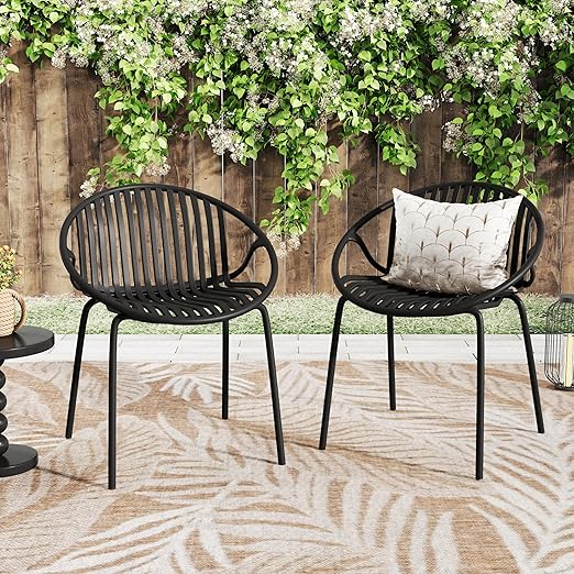 Modern Stackable Patio Dining Chairs Set of 2