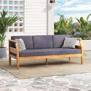 Outdoor 3 Seater Sofa - Acacia Wood - Teak and Dark Gray