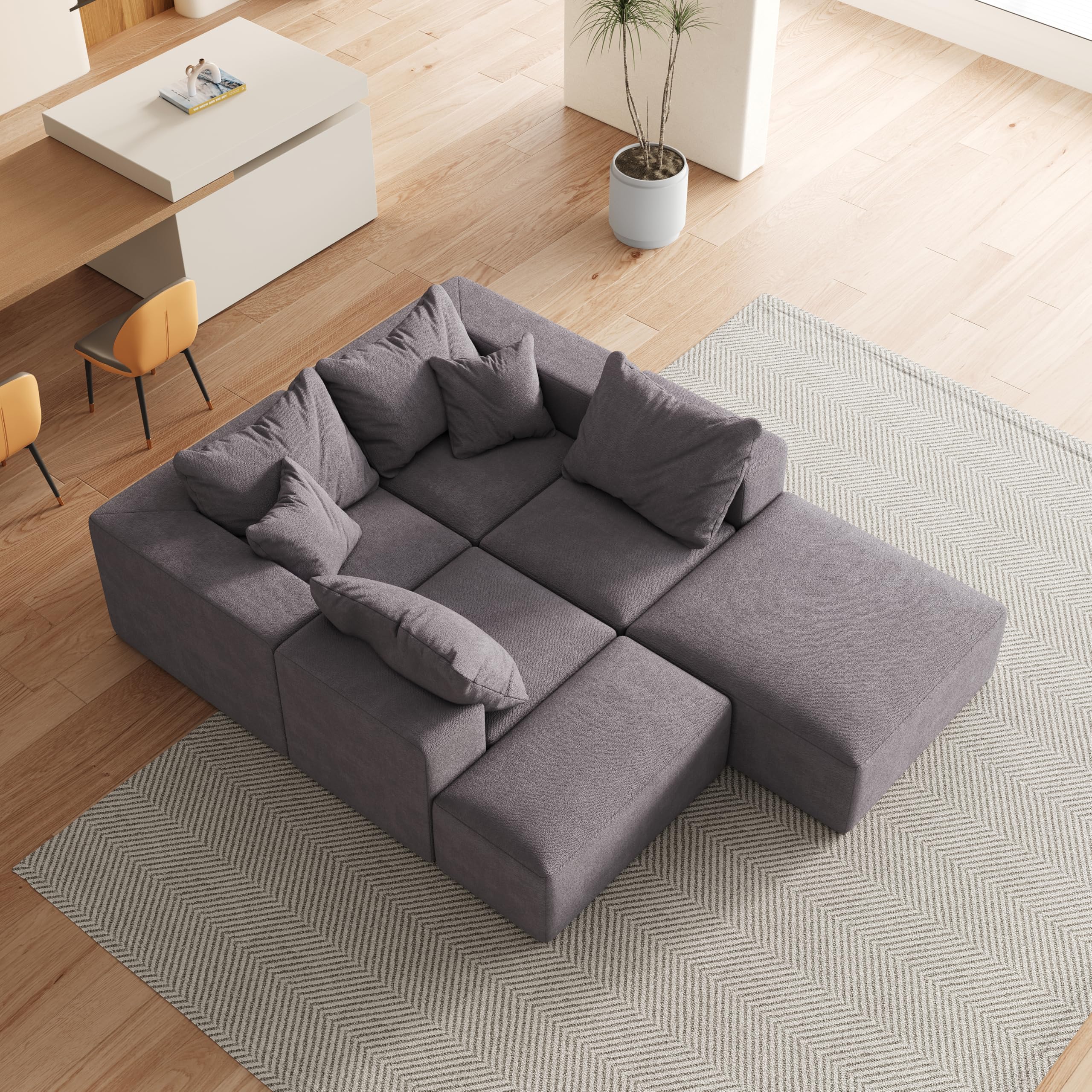 132" L-Shaped Sectional Sofa with Ottoman