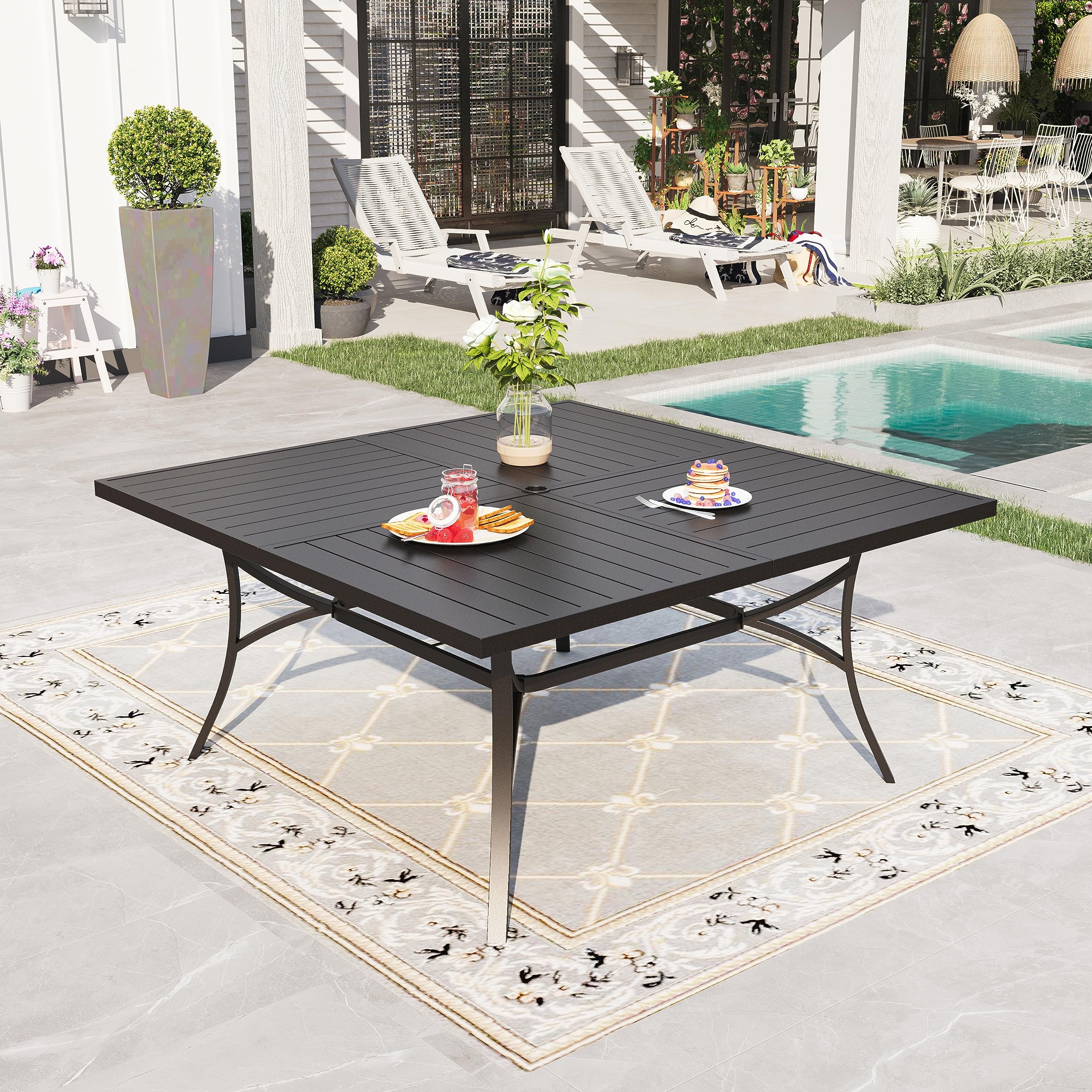 Large Outdoor Square Dining Table for 8
