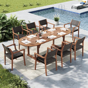 9-Piece Outdoor Teak Wood Dining Set for 8