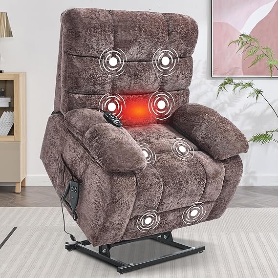 Dual Motor Lift Recliner Chair with Massage and Heat