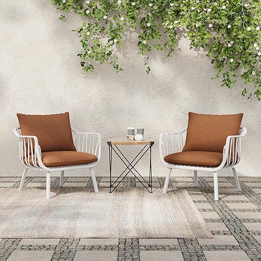 2-Piece Outdoor Bistro Set with Cushioned Armchairs