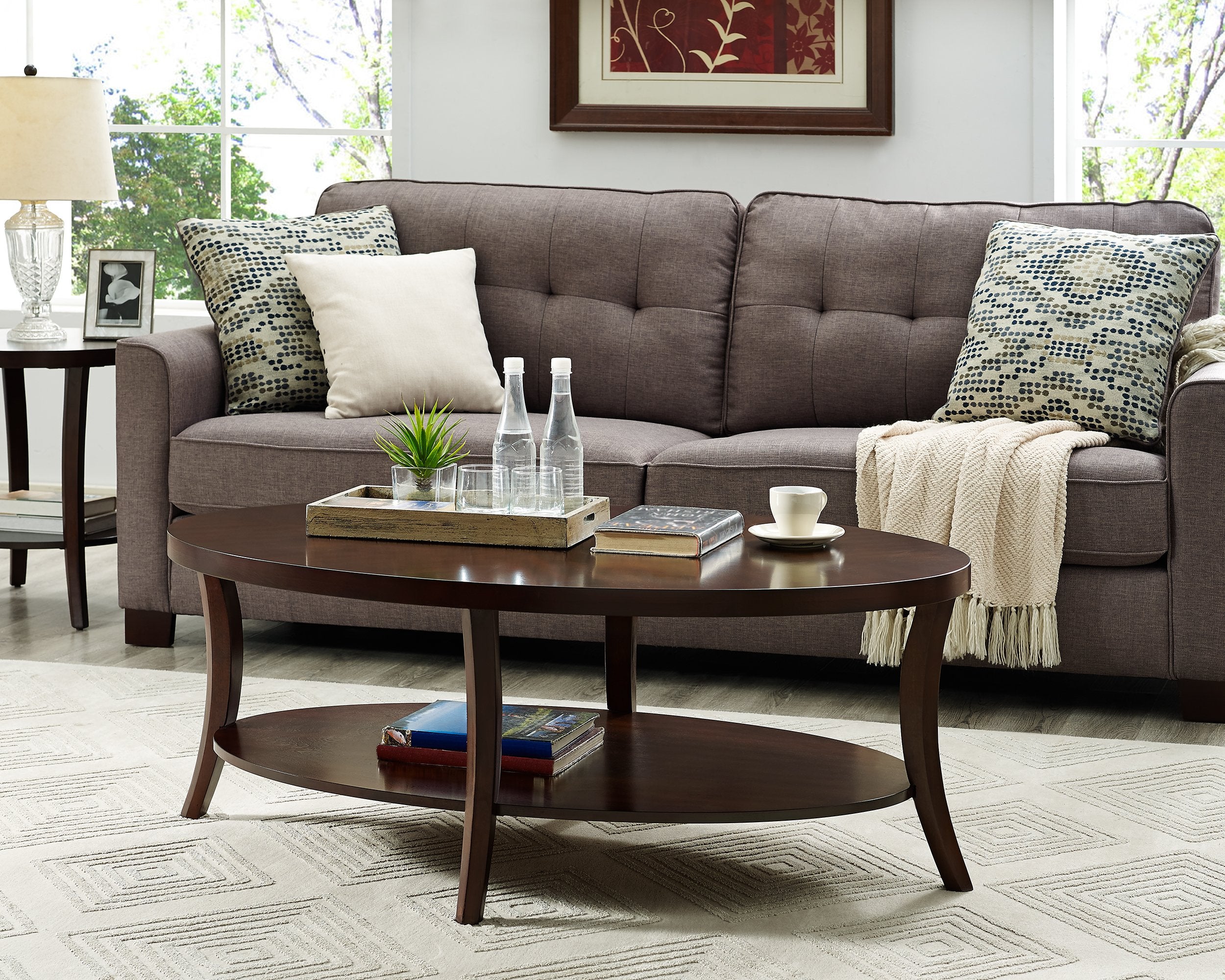 3-Piece Oval Coffee and End Tables Set