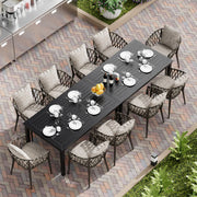 Outdoor Dining Table for 6 Rectangle Weather-Resistant Black