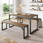 3-Piece Dining Table Set with Benches