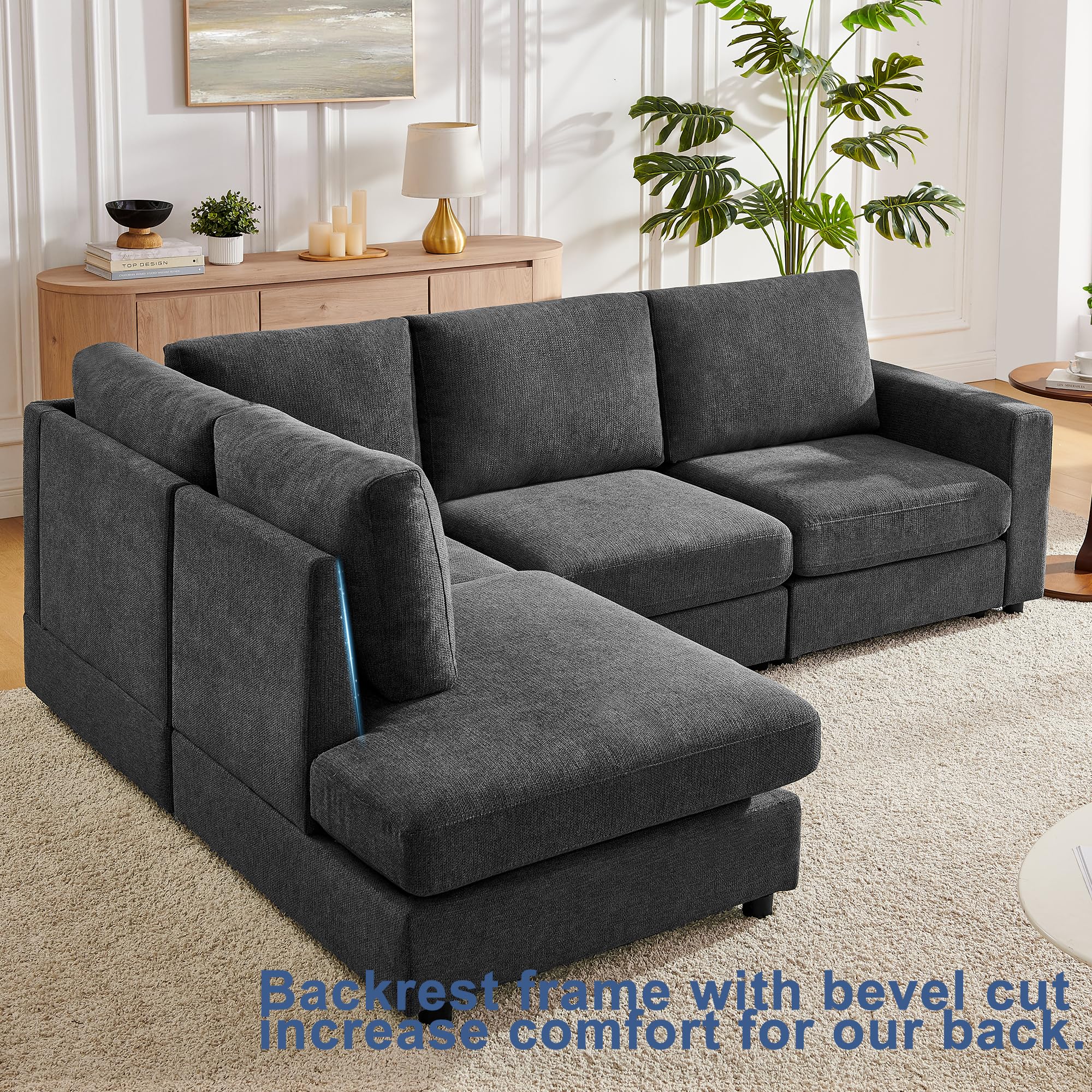 100" L-Shaped Sectional Sofa with Reversible Chaise