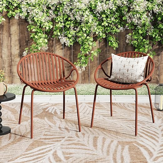 Modern Stackable Patio Dining Chairs Set of 2