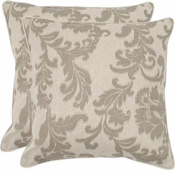 22-Inch Acanthus Leaves Decorative Pillow Set of 2 - Ivory and Gold