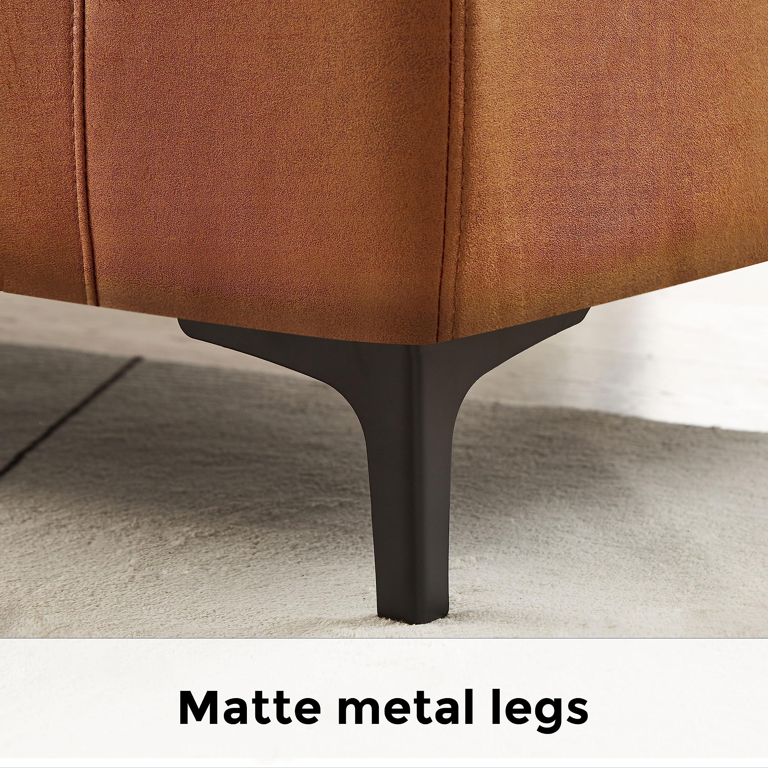 VANOMi Faux Leather Couch for Living Room, 100" Sofas & Couches with Convertible Chaise 3-Seater Sectional Sofas for Living Room, Apartment, Office, Brown