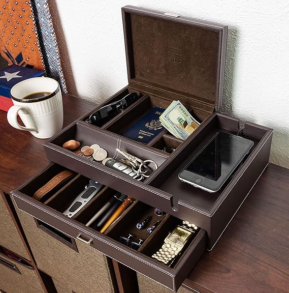 Admiral Dresser Valet Box with Smartphone Charging Station