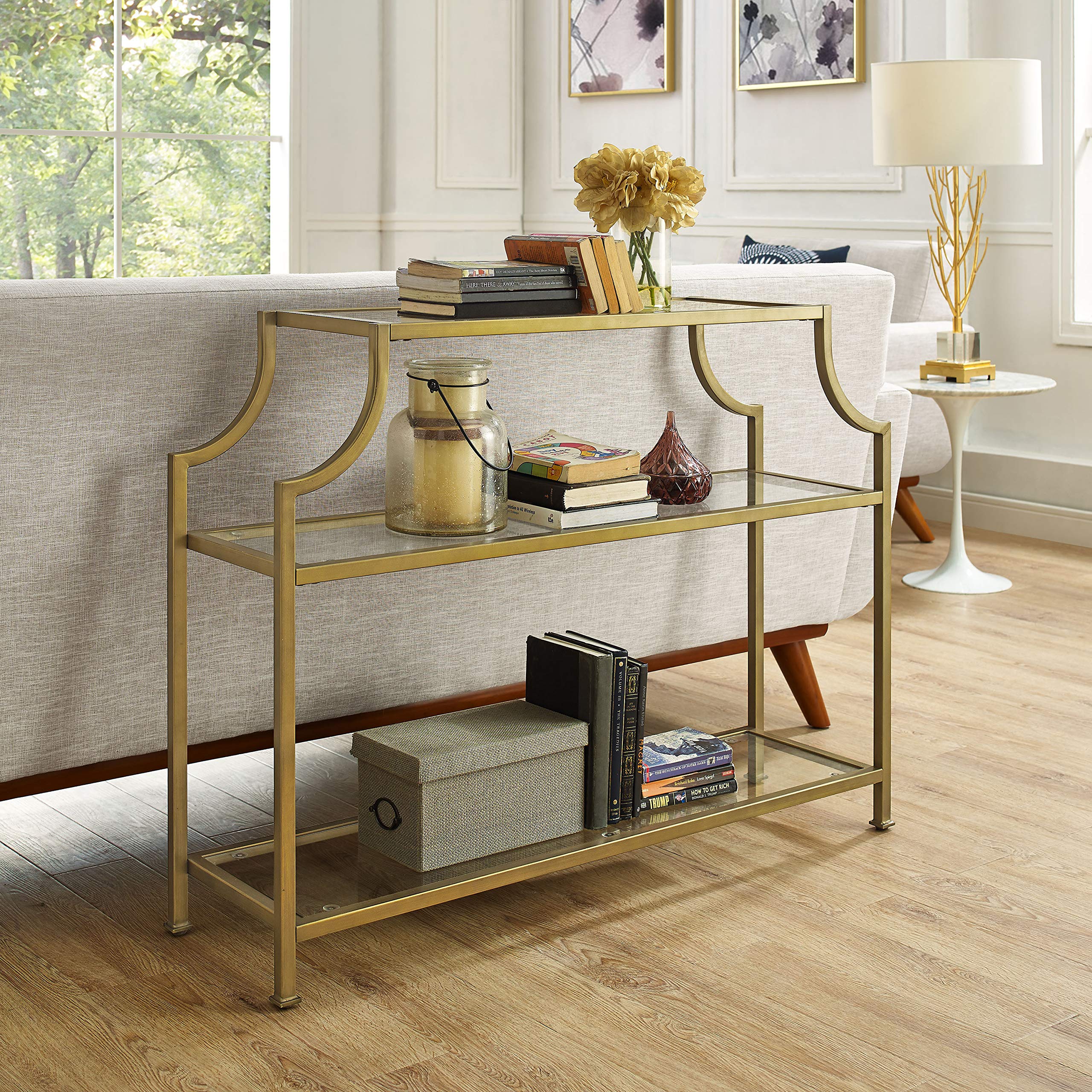 Aimee Sofa Console Table with Storage Shelves