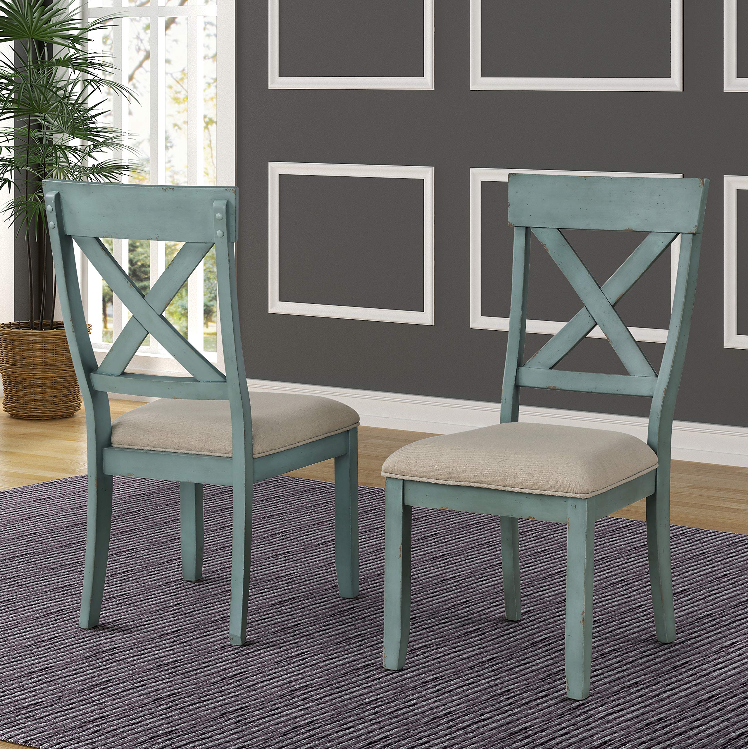 5-Piece Round Dining Table Set with Cross Back Chairs