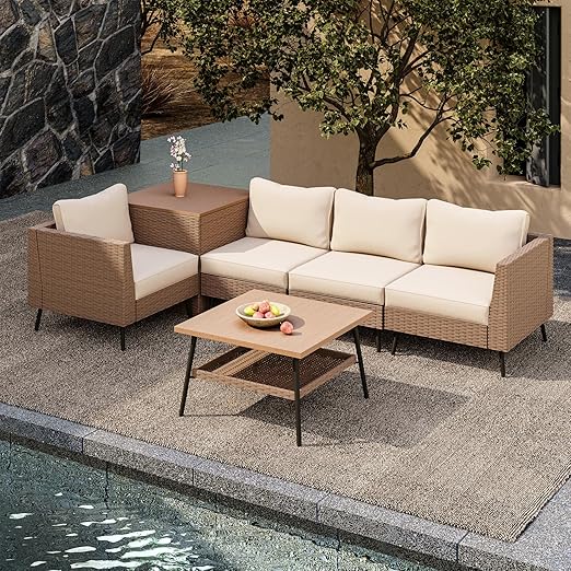 6-Piece Outdoor Patio Furniture Set with Storage Box