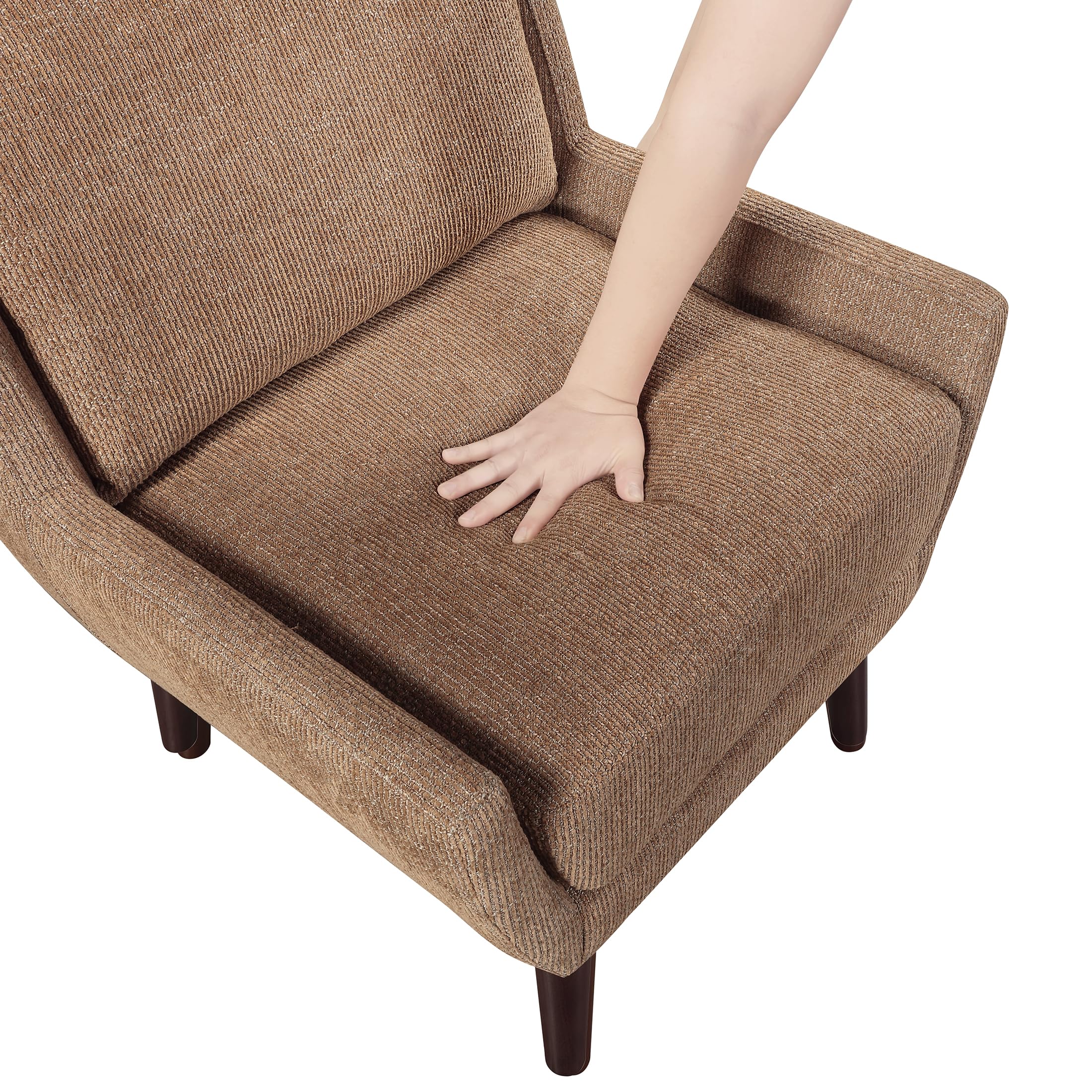 Orange Chenille Wingback Accent Chair