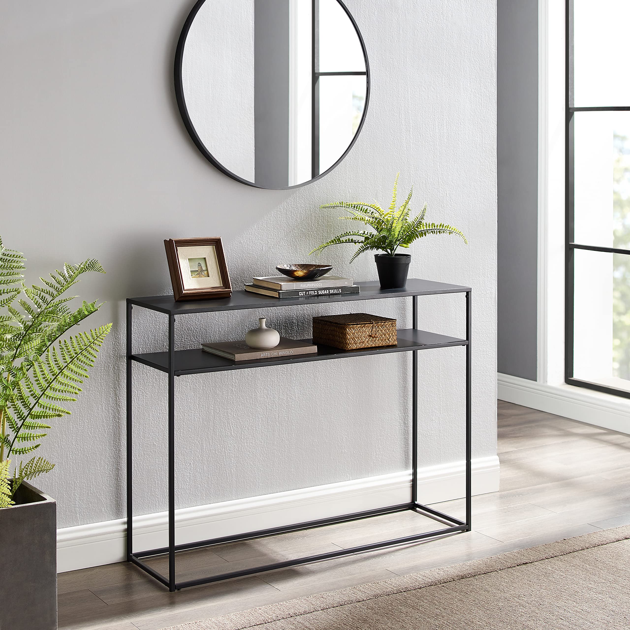 Braxton Sofa Console Table with Storage Shelf