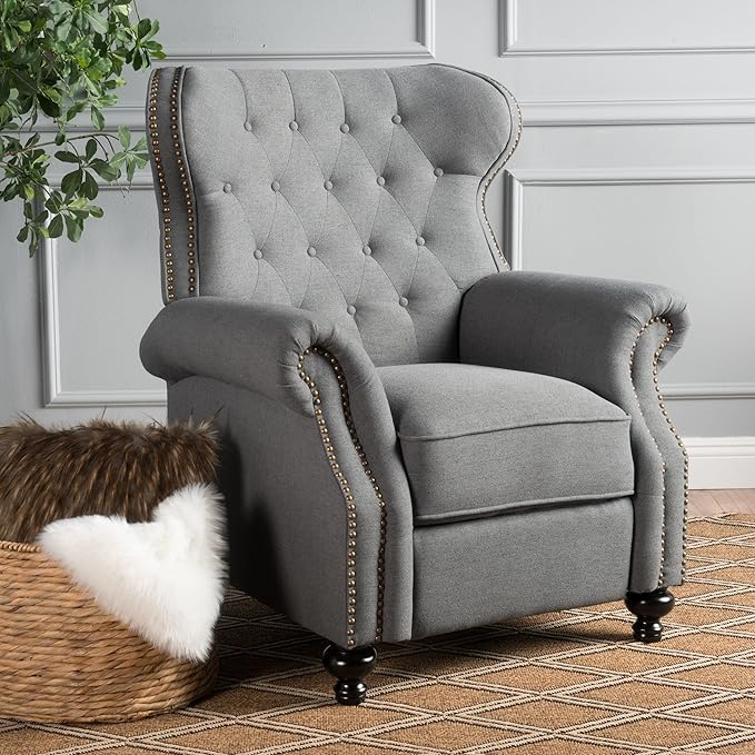 Button Tufted Wingback Recliner Chair