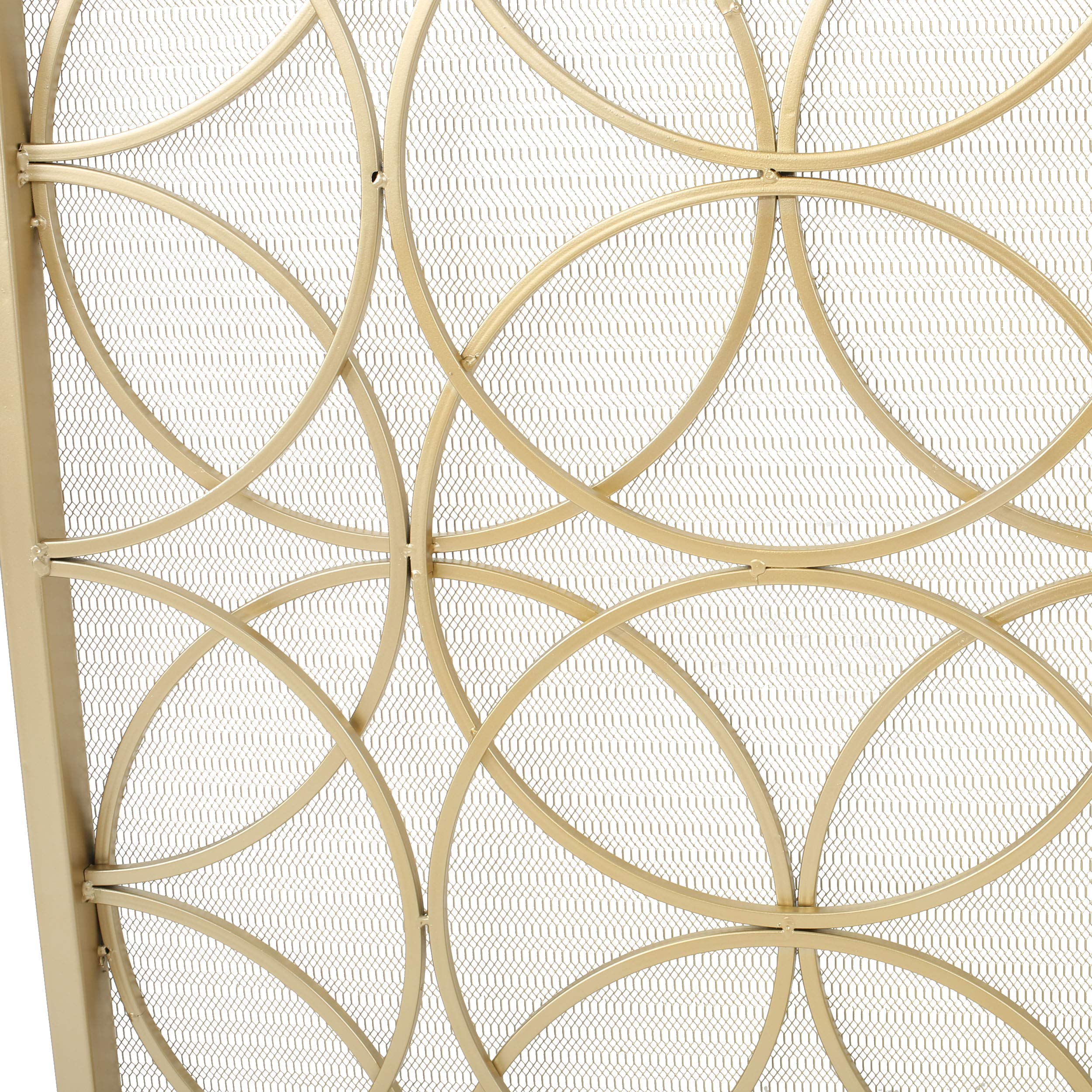Single Panel Iron Fireplace Screen Gold