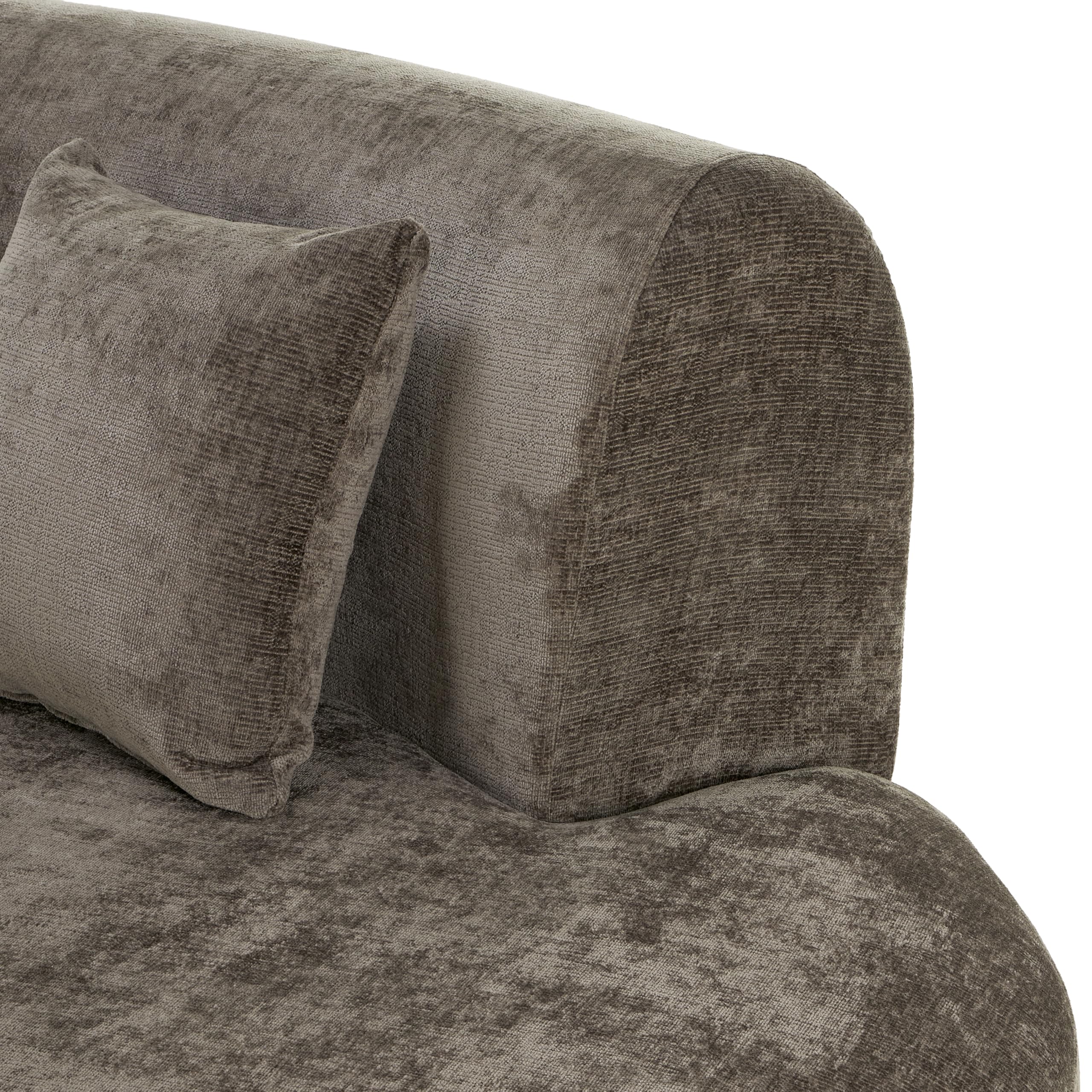 Merax 3-Piece 140" Curved Polyester Sectional Sofa Set, 7 Seat Modern Cloud Couch with Chaise Lounge,3 Pillows, Fully Assembled for Living Room, Dark Brown