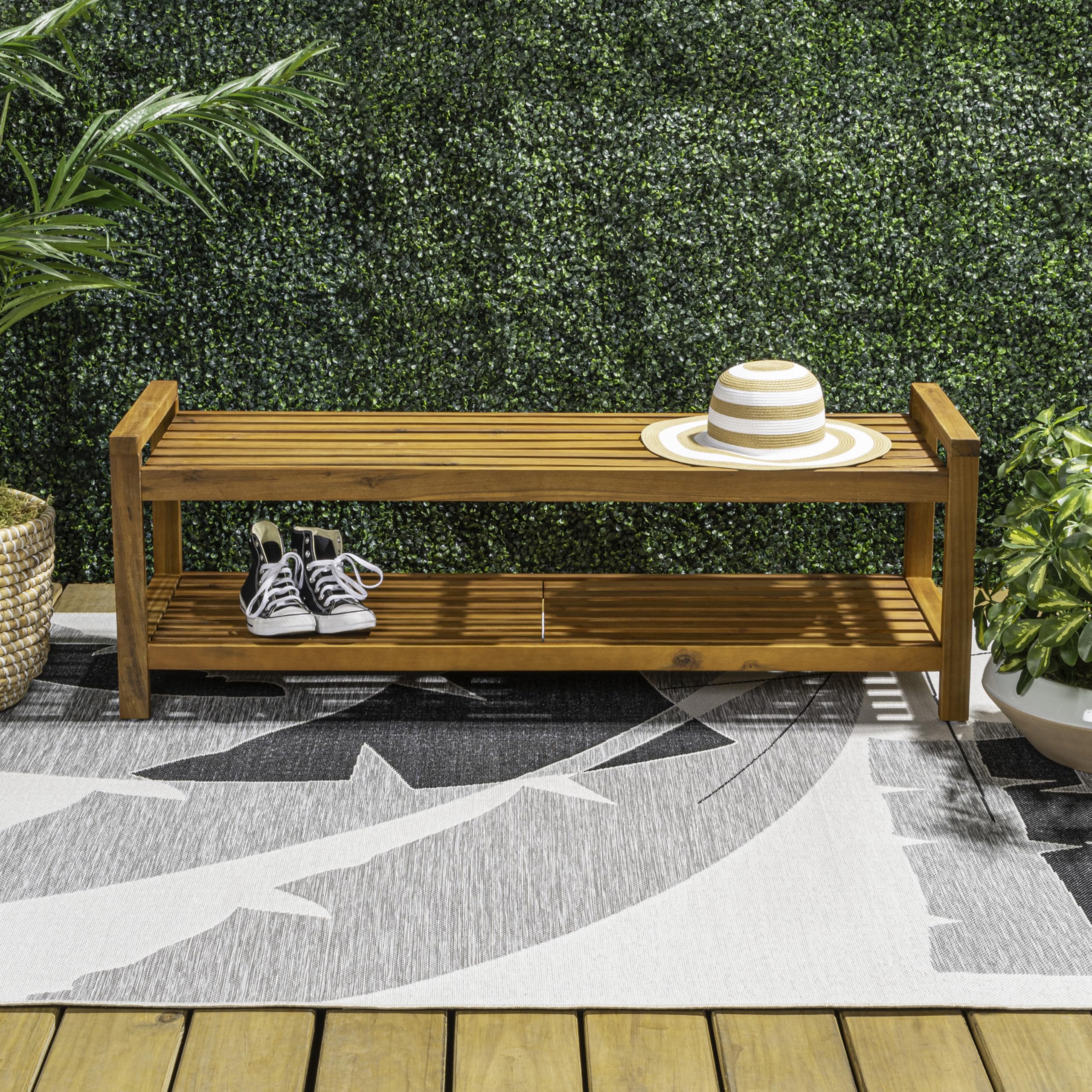 3-Seat Acacia Wood Outdoor Garden Bench