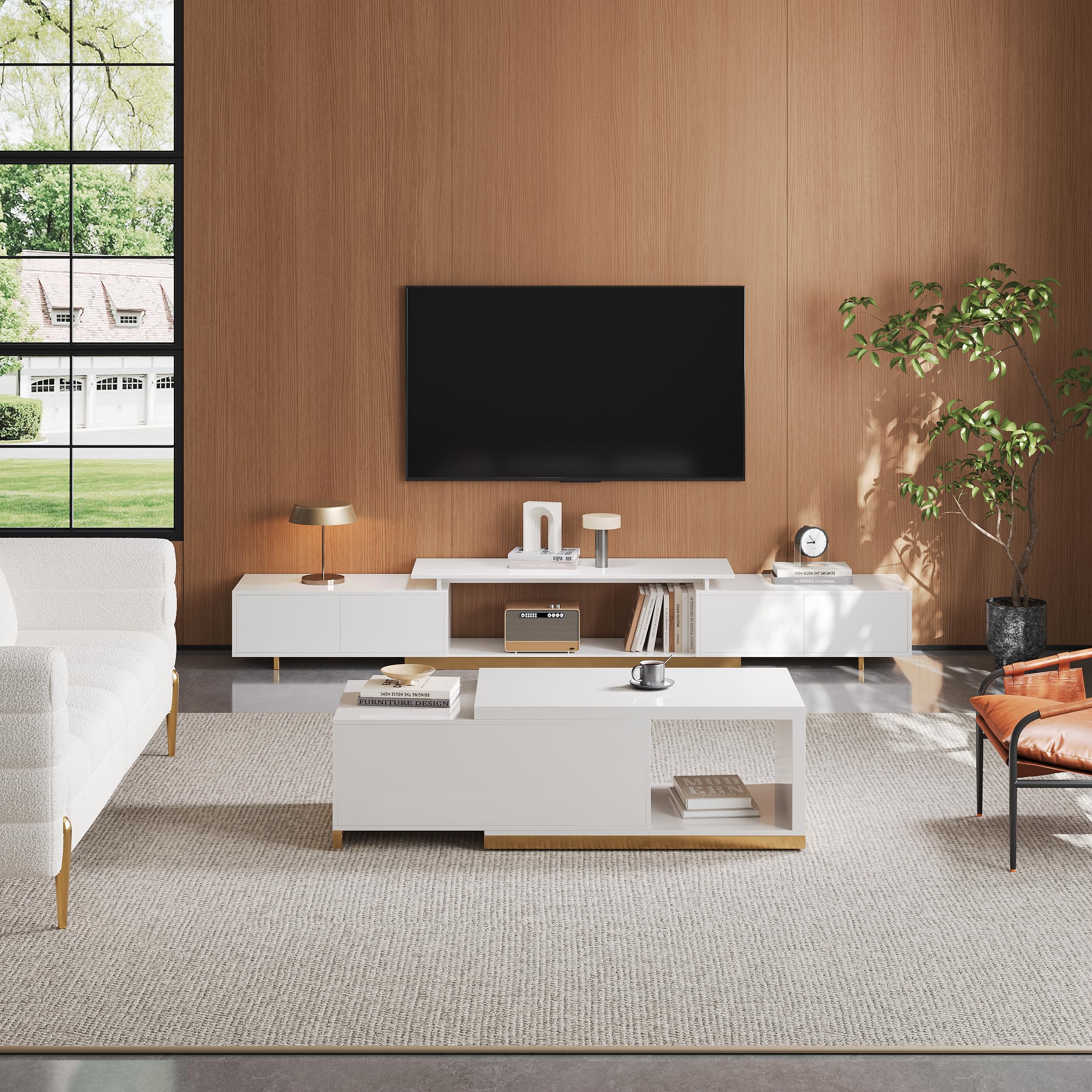 Extendable TV Stand with Drawers