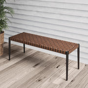 2-Seat Wicker Bench with Tapered Legs