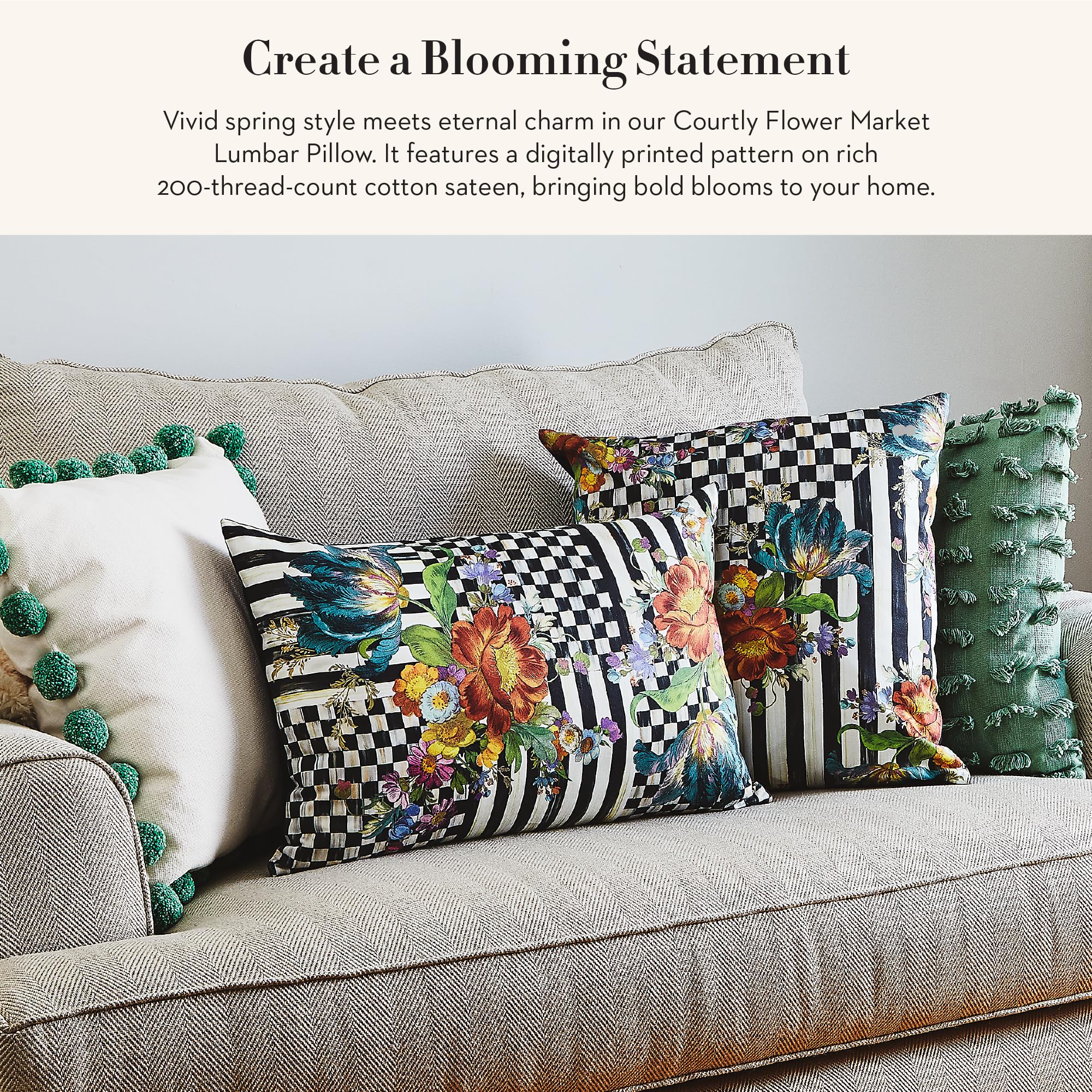 Flower Market Lumbar Throw Pillow 16x24
