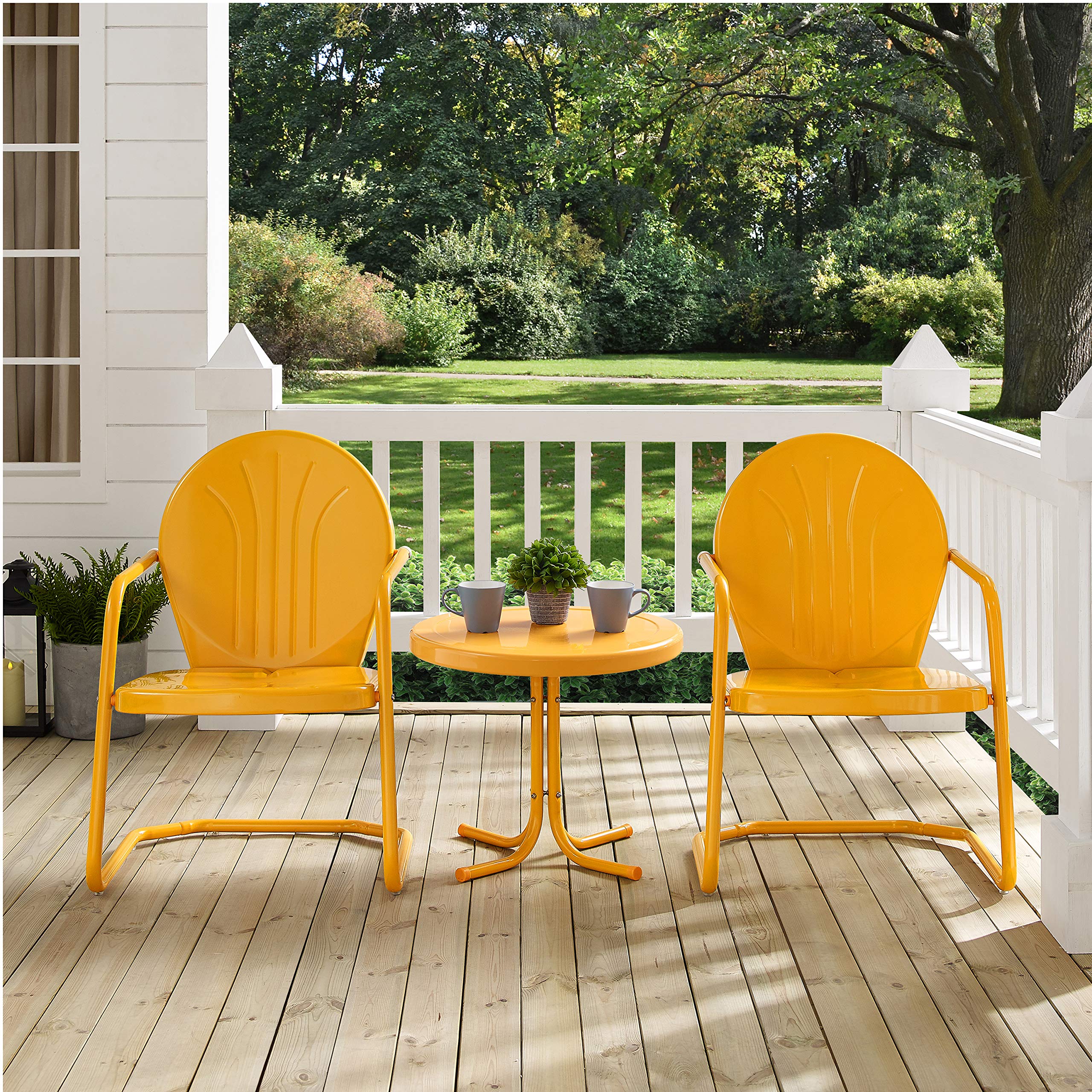3-Piece Metal Outdoor Bistro Set with Chairs and Side Table