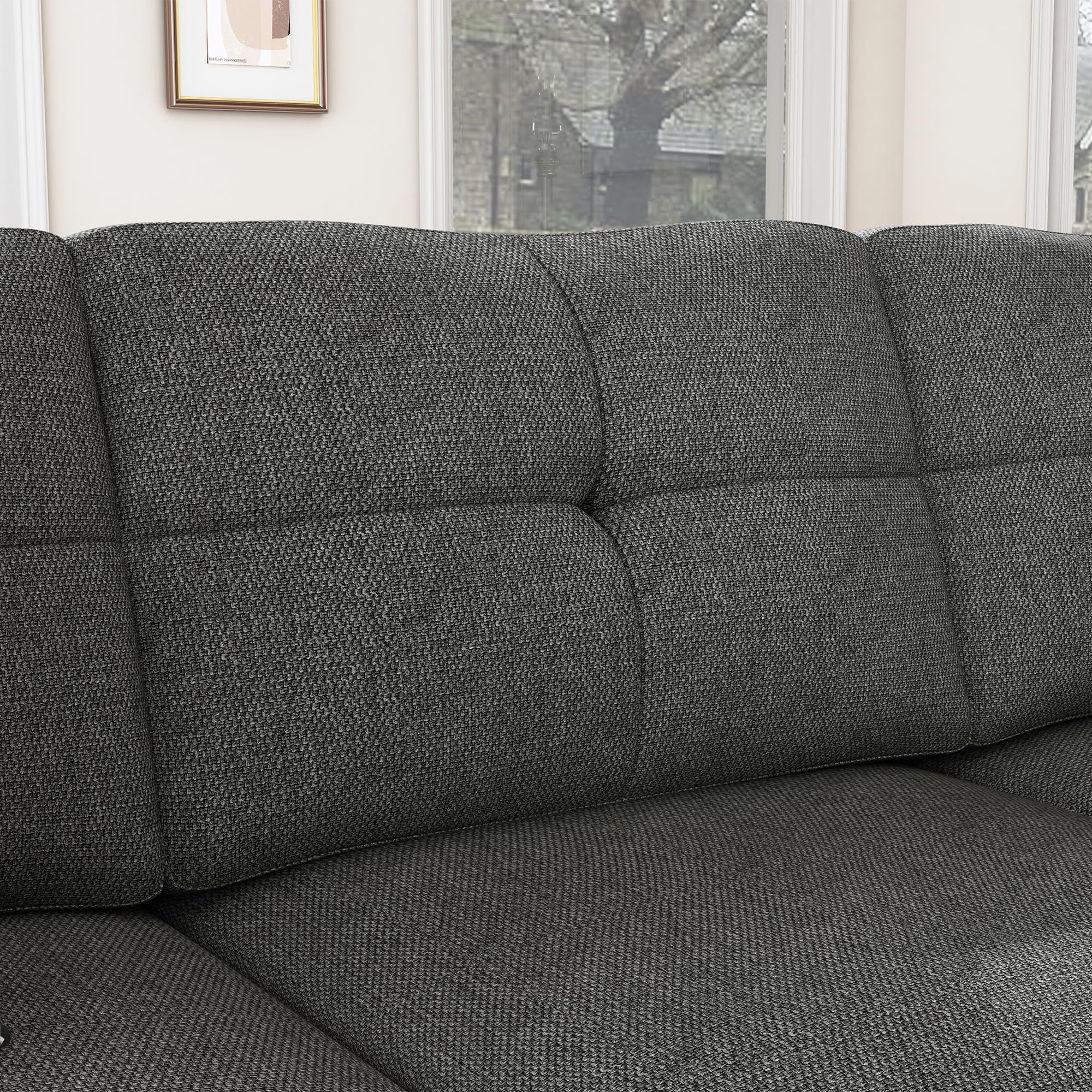 L-Shaped Sectional Sofa with Nailhead Trim