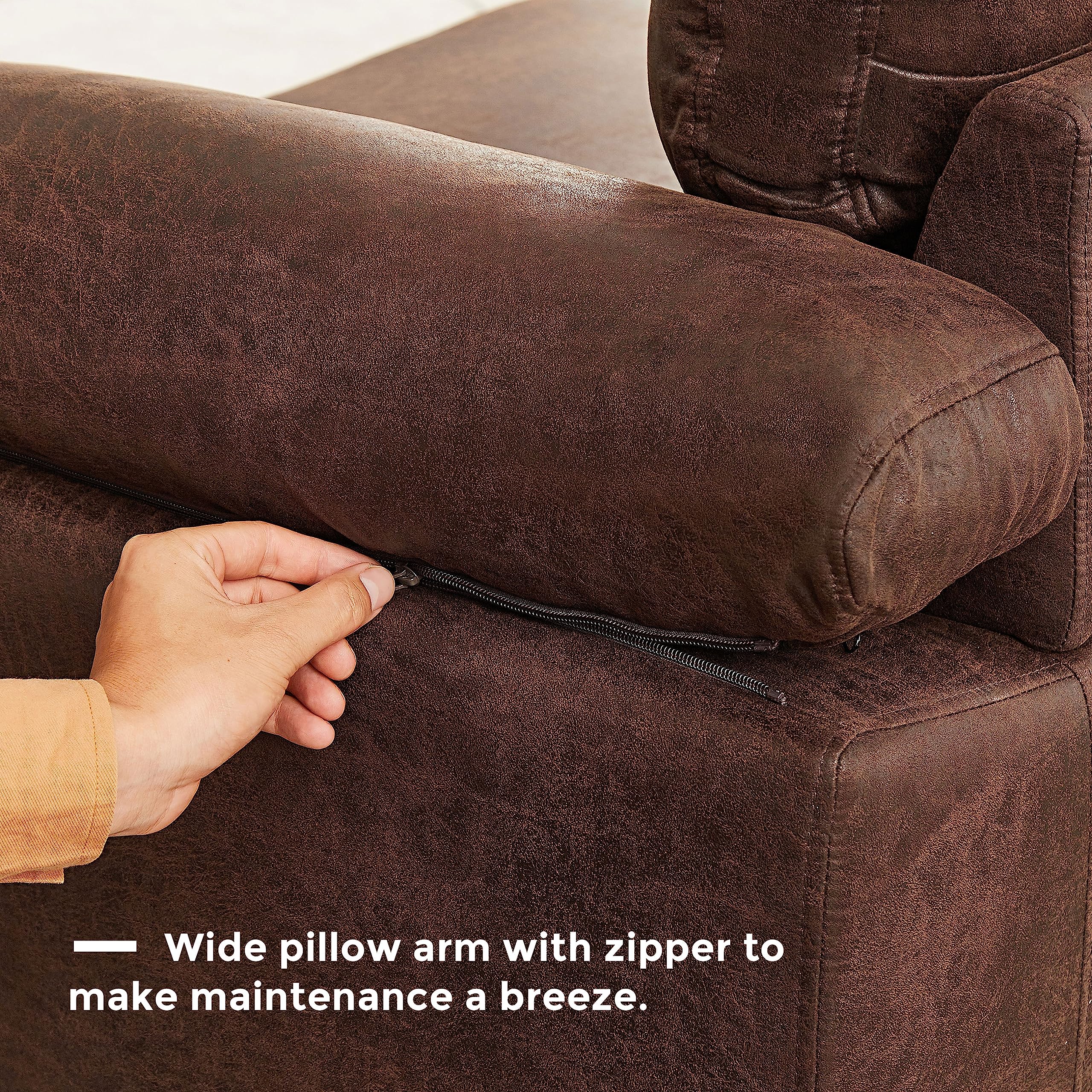 VANOMi 100" Faux Leather Sofa with Convertible Chaise, L-Shaped Leather Sectional Couches for Living Room, Apartment, Bedroom, Office, 3-Seater,Modular, Dark Brown