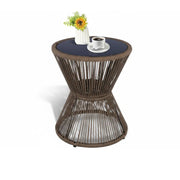 Woven Rope Side Table with Glass Top