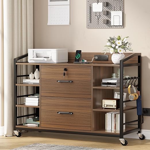 2-Drawer Mobile File Cabinet with Power Strip